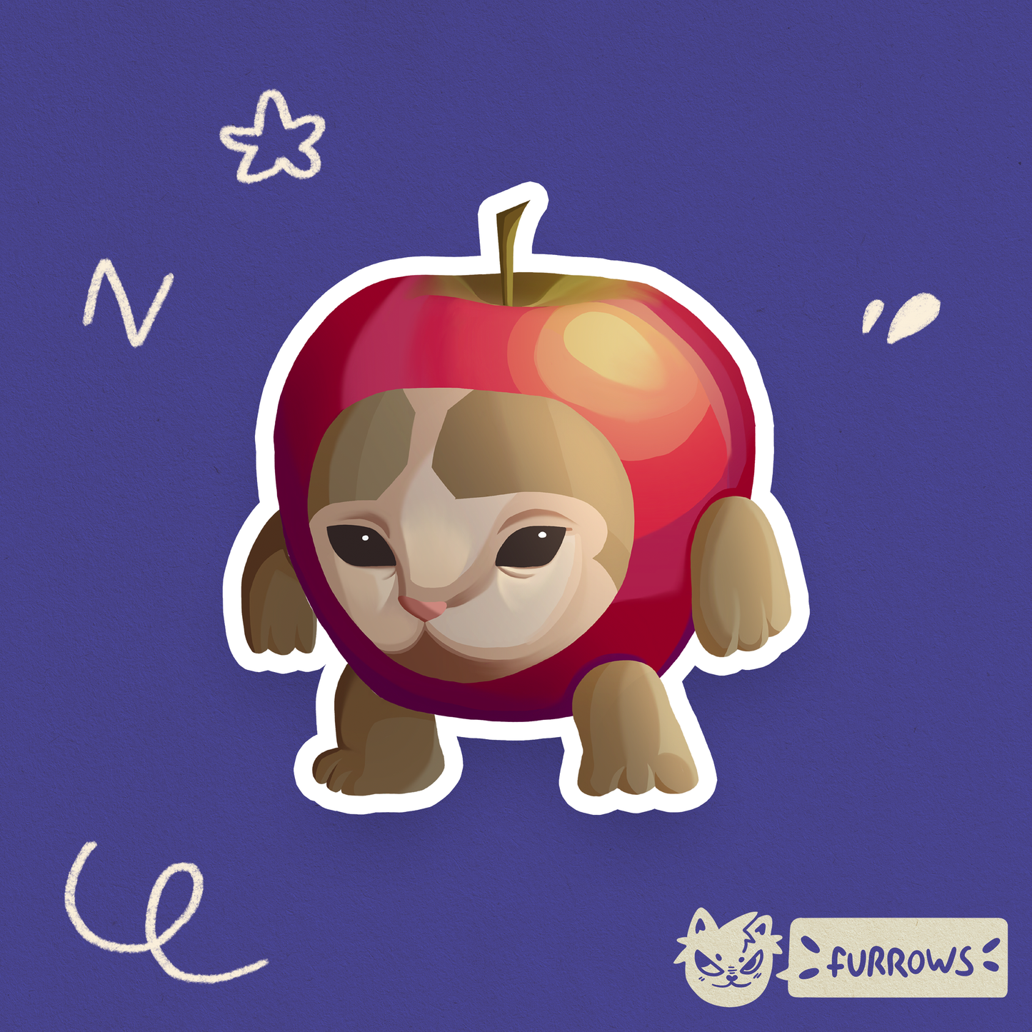 Apple Cat Sticker