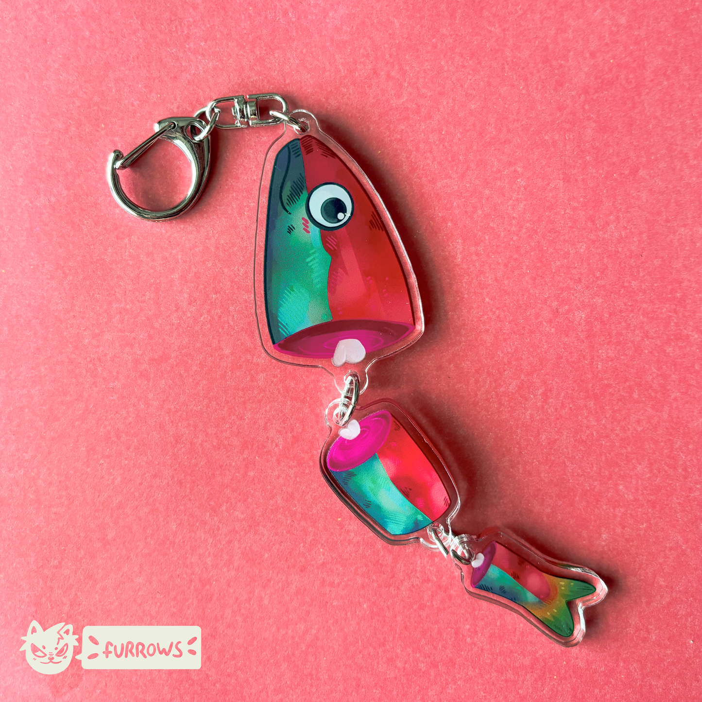 3 Charm Fish Keychain